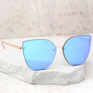 Quay Lexi Rimless Cat Eye Mirrored Sunglasses